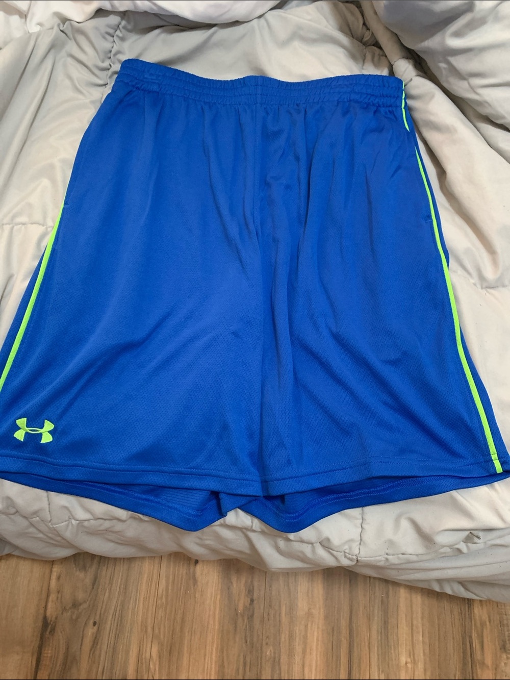 Under Armour Bright Blue Men's Athletic Shorts with Neon Lime Trim